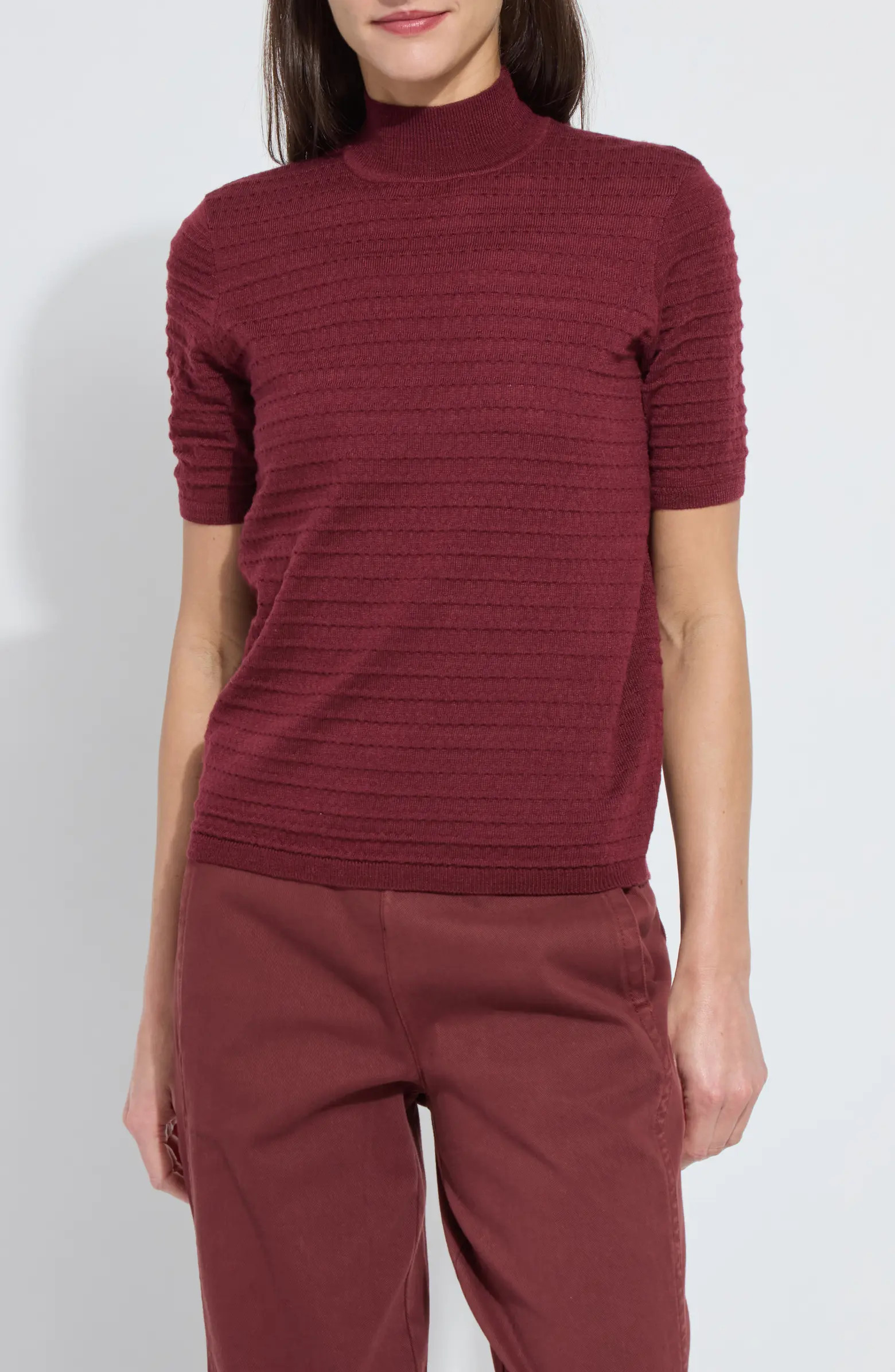 Lysse Lottie Mock Neck Short Sleeve Sweater | Nordstrom | Nordstrom