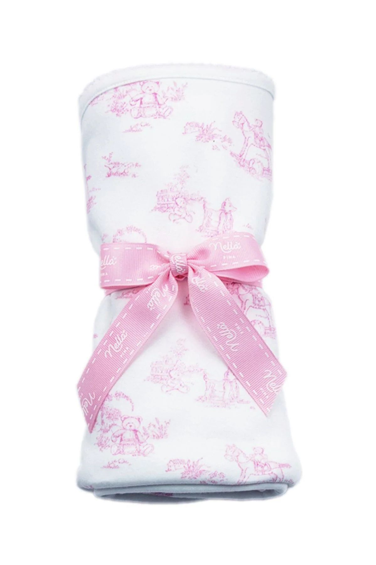 Toile Baby Blanket: Pink Teddy Bears | Loozieloo