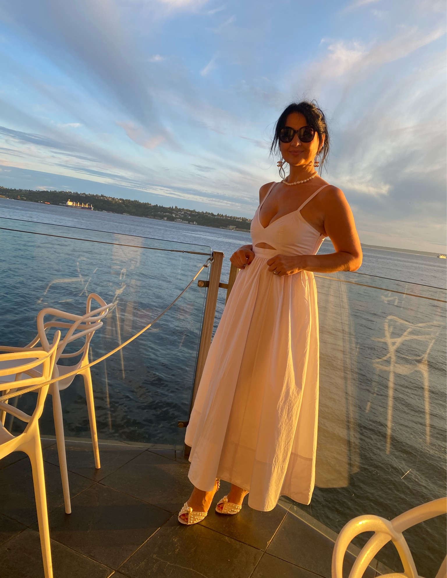 Wedding dress, summer party outfit, all-white outfit, white dress, Chanel accessories, Chanel jewelry, summer dress.

#LTKwedding #LTKshoecrush #LTKSeasonal