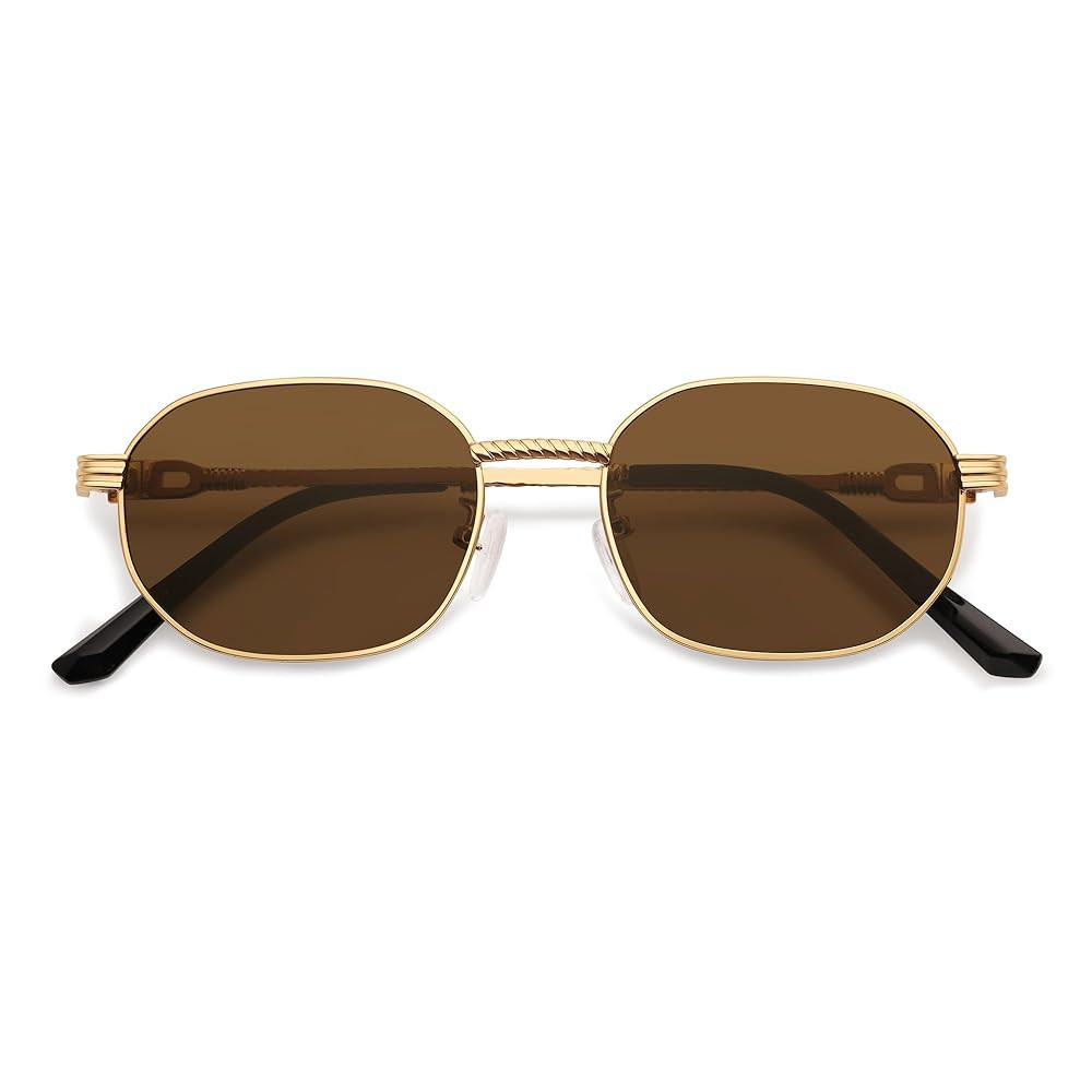 Retro Oval Sunglasses for Women Y2k 90s Sunnies Trendy Narrow Small Metal Sun Glasses AP3726 | Amazon (US)