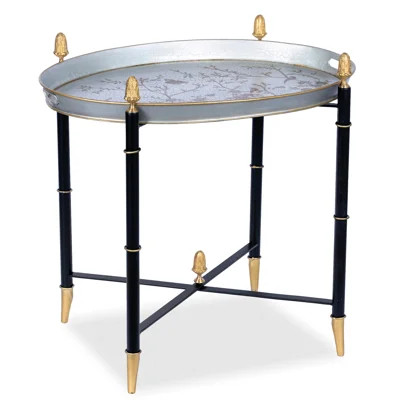 Pewter Round Tray &  Table with Finials | Wayfair North America