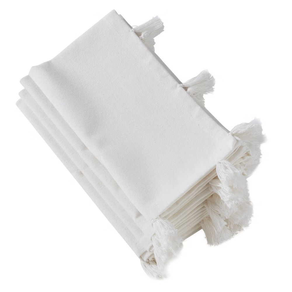 20" White Napkin with White Tassels Set of 4 pc - SARO Lifestyle | Target