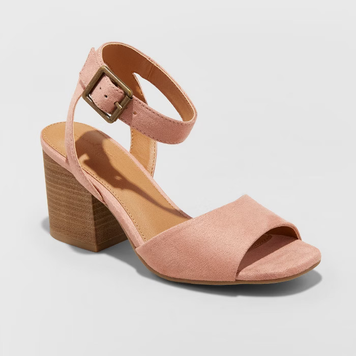 Women's Megan Microsuede Quarter Strap Heeled Pump Sandals - Universal Thread™ | Target