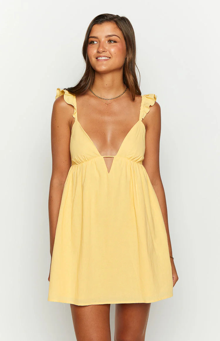 Tammie Yellow Mini Dress | Beginning Boutique (US)