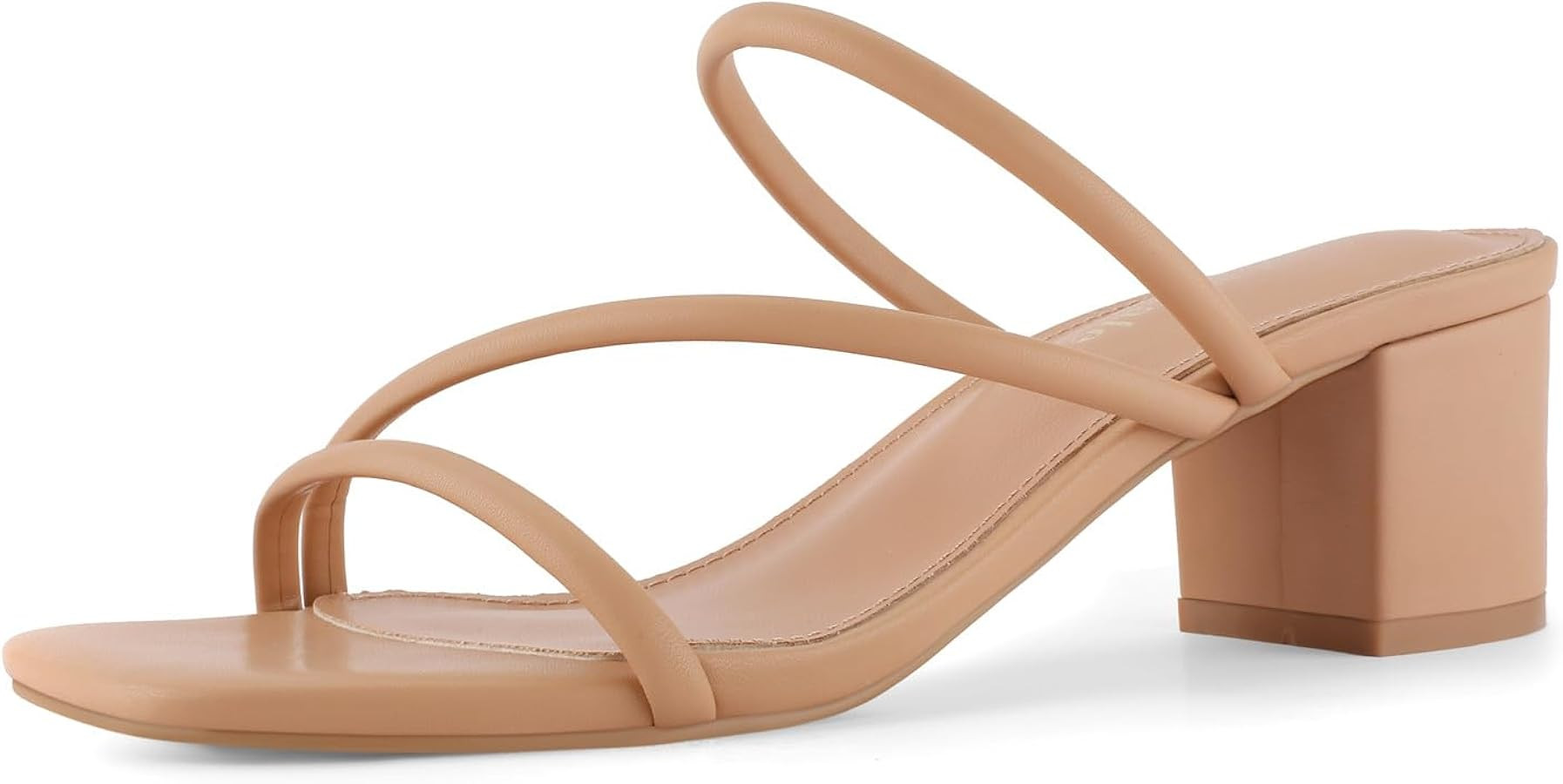 Shoe'N Tale Strappy Heels For Women Low Chunky Block Heel Heeled Sandals Square Open Toe Slip On ... | Amazon (US)