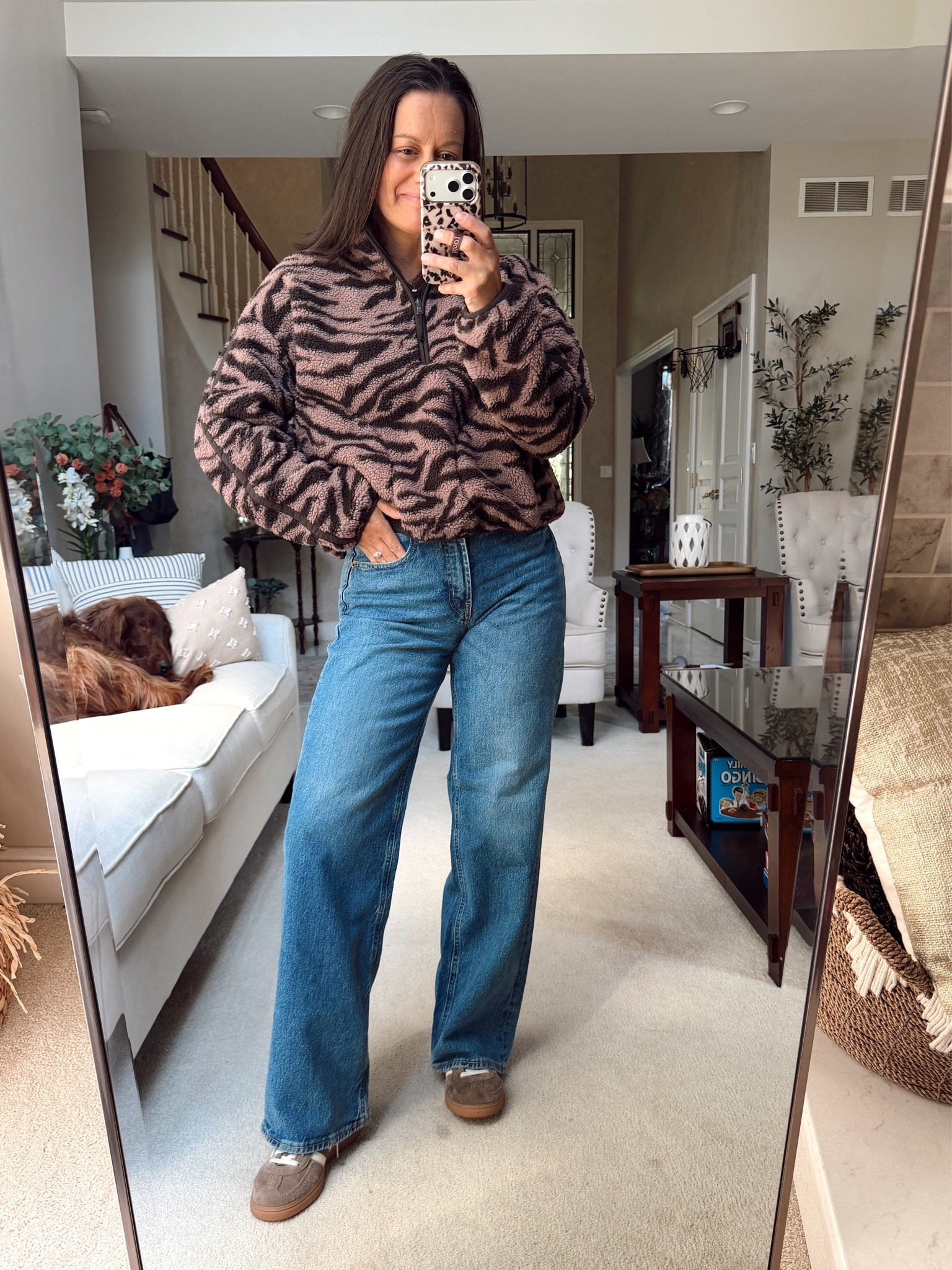 Old navy sale! Wide leg jeans are under $25! Fleece pullover runs small - I sized up to a medium. 

Jeans run true to size - I’m wearing a 2 regular.

#LTKootd #LTKOver40 #LTKSaleAlert