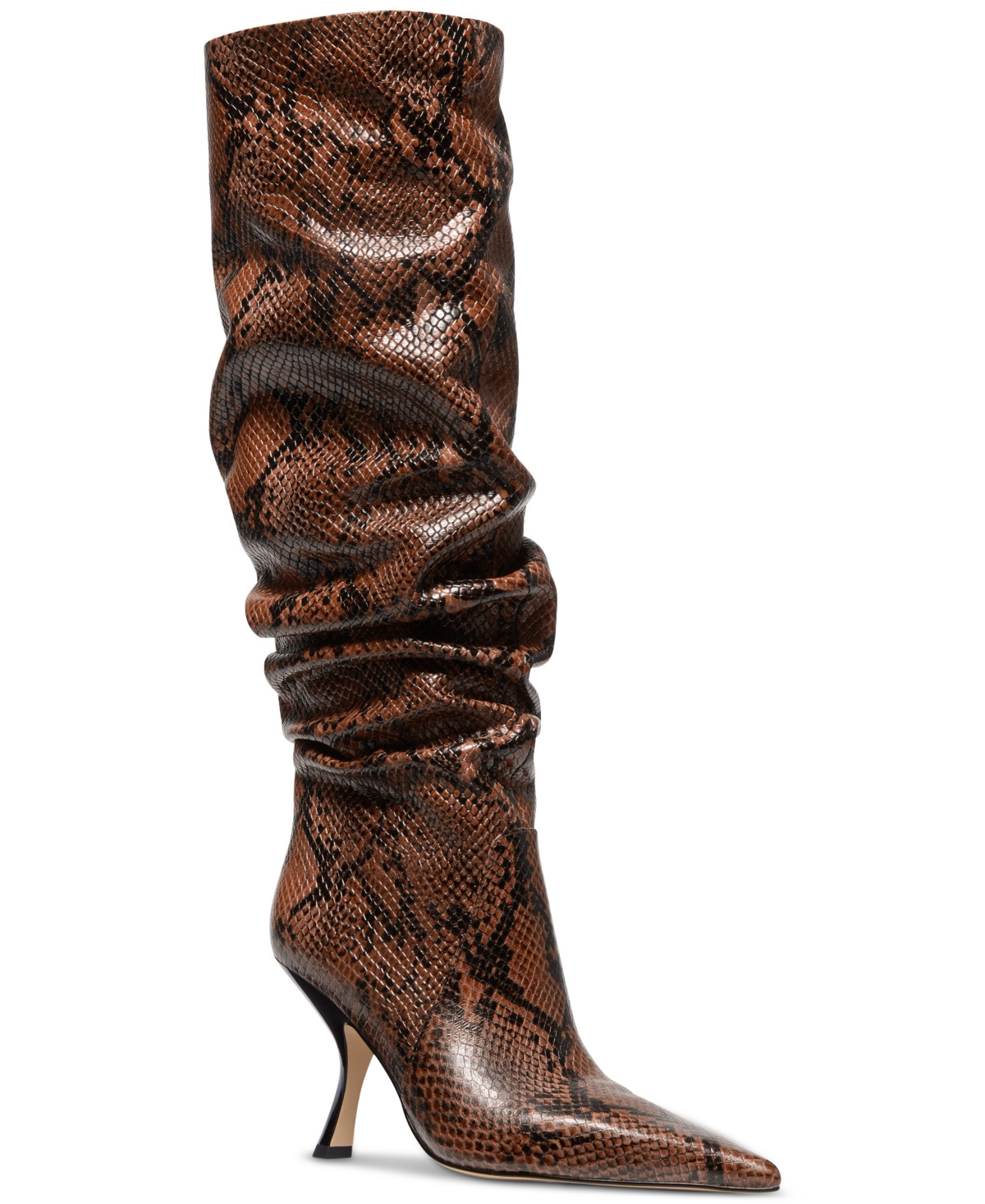 Michael Michael Kors Women's Luna Leather Snake Knee High Slouch Boots - Luggage | Macy's