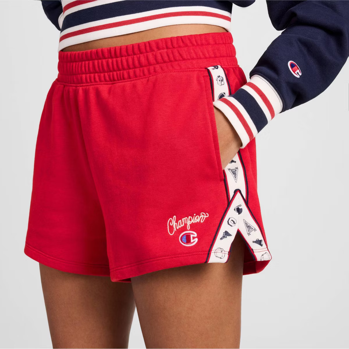 Champion Women's Mid-Rise French Terry Pull-On Shorts - Red M | Target