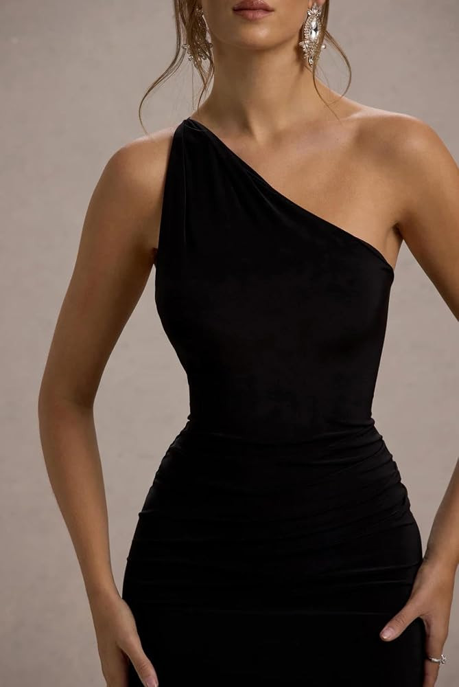 Elegant One-Shoulder Bodycon Evening Gown with High Slit Party Wedding Guest Dresses | Amazon (US)