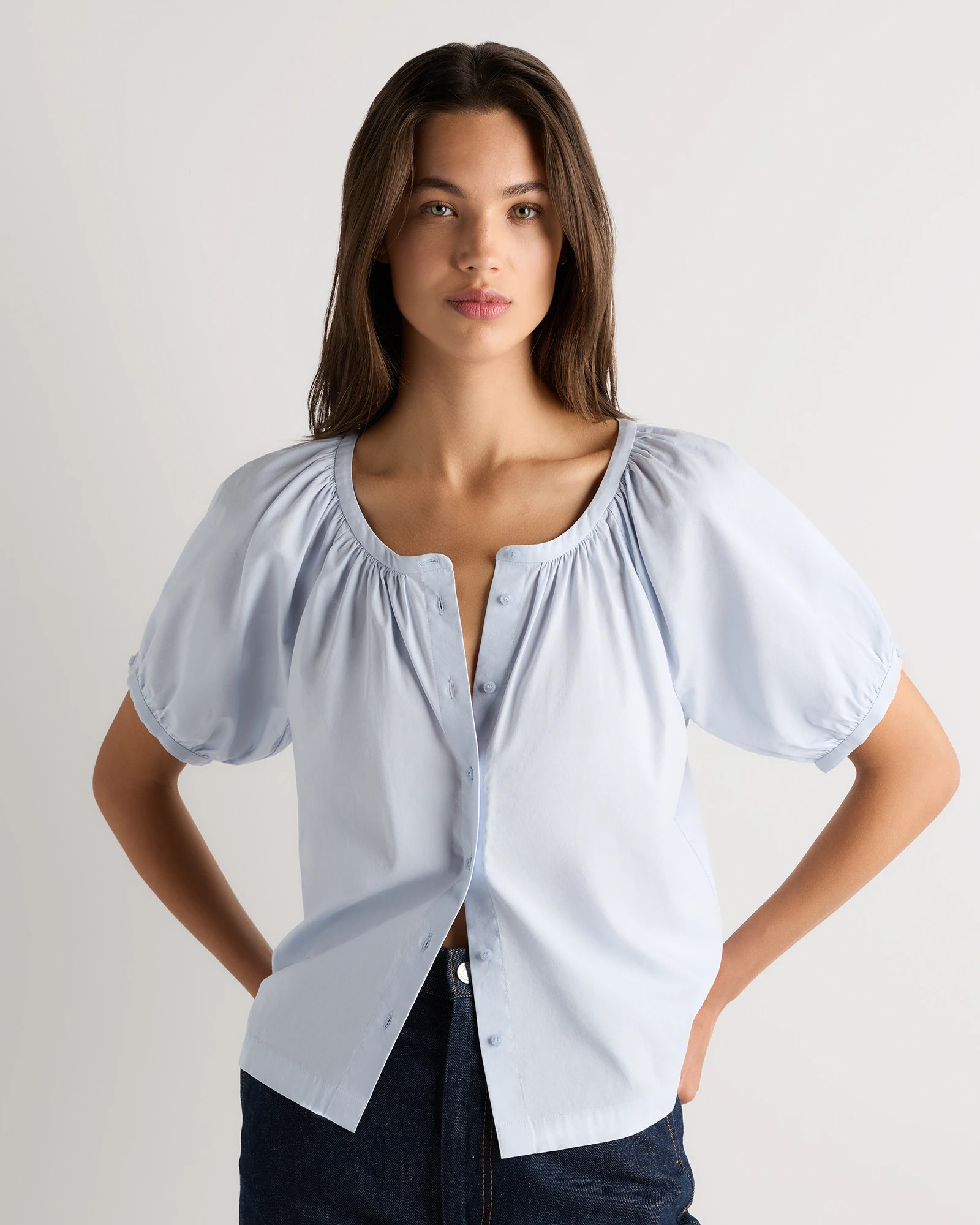 Quince | Women's Cotton Viscose Voile Raglan Short Sleeve Blouse in Classic White, Size XL, Organic Cotton | Quince
