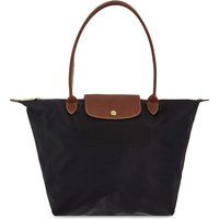 Longchamp Ladies Black Leather Le Pliage Shopper Bag, Size: Large | Selfridges