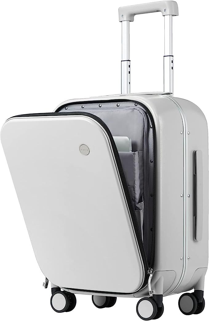 Carry On Luggage, 20'' Suitcase with Front Laptop Pocket, Travel Rolling Luggage Aluminum Frame P... | Amazon (US)