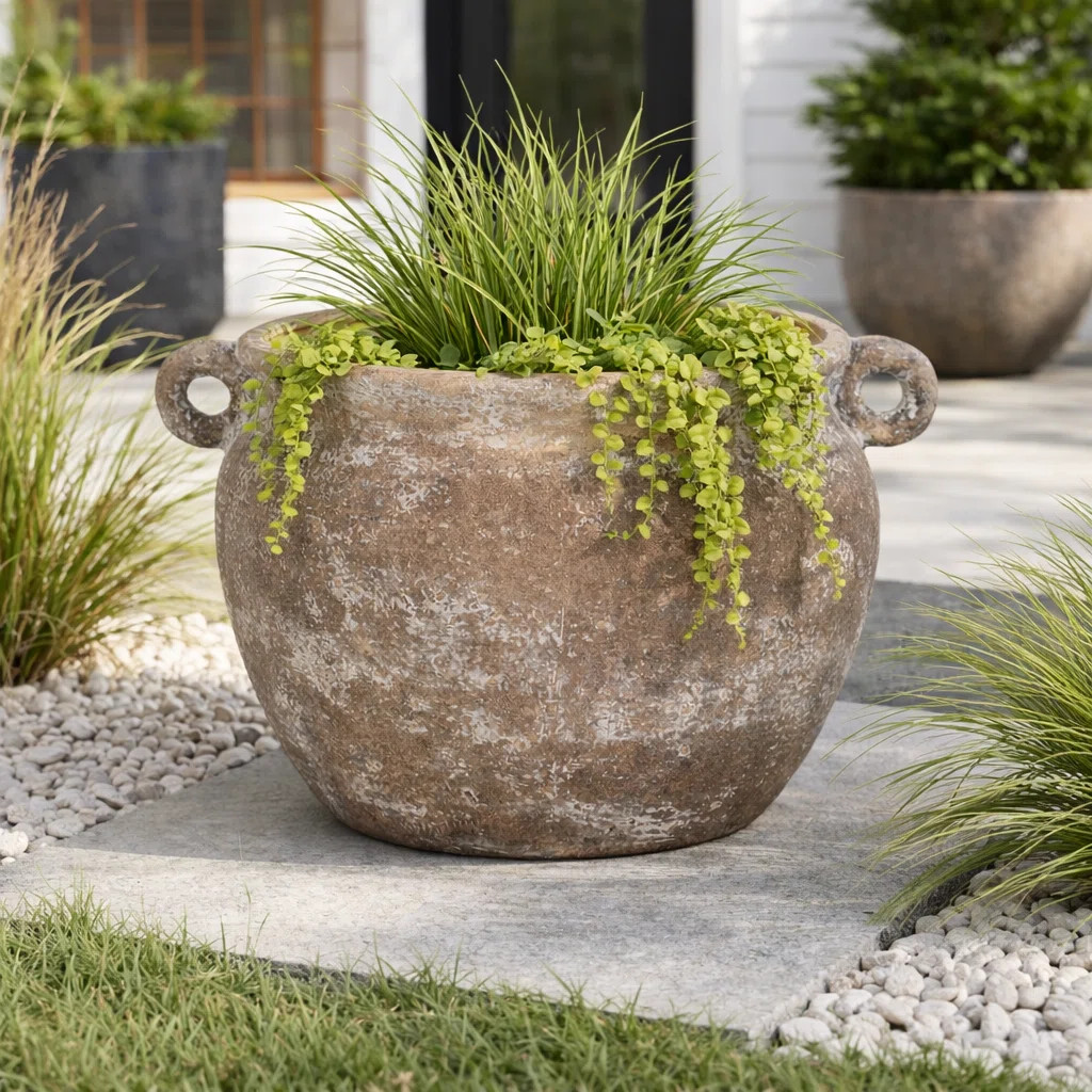 Bungalow Rose  Textured Stoneware Jug Planter & Reviews - Wayfair Canada | Wayfair North America