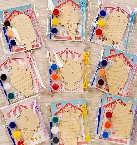 GEECOZYLIFE Ice Cream Party Favors - 12 PCS Ice Cream Party Supplies - Candyland Wooden Bubbles &... | Amazon (US)