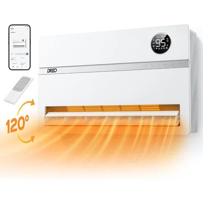 Smart Wall Heater, Electric Space Heater for Bedroom 1500W, 120° Vertical Oscillation, Adjustable Thermostat, Remote Control, 24H Timer, Easy-Mount He | Wayfair North America