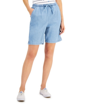Karen Scott Petite Lila Drawstring Jean Shorts, Created for Macy's | Macys (US)