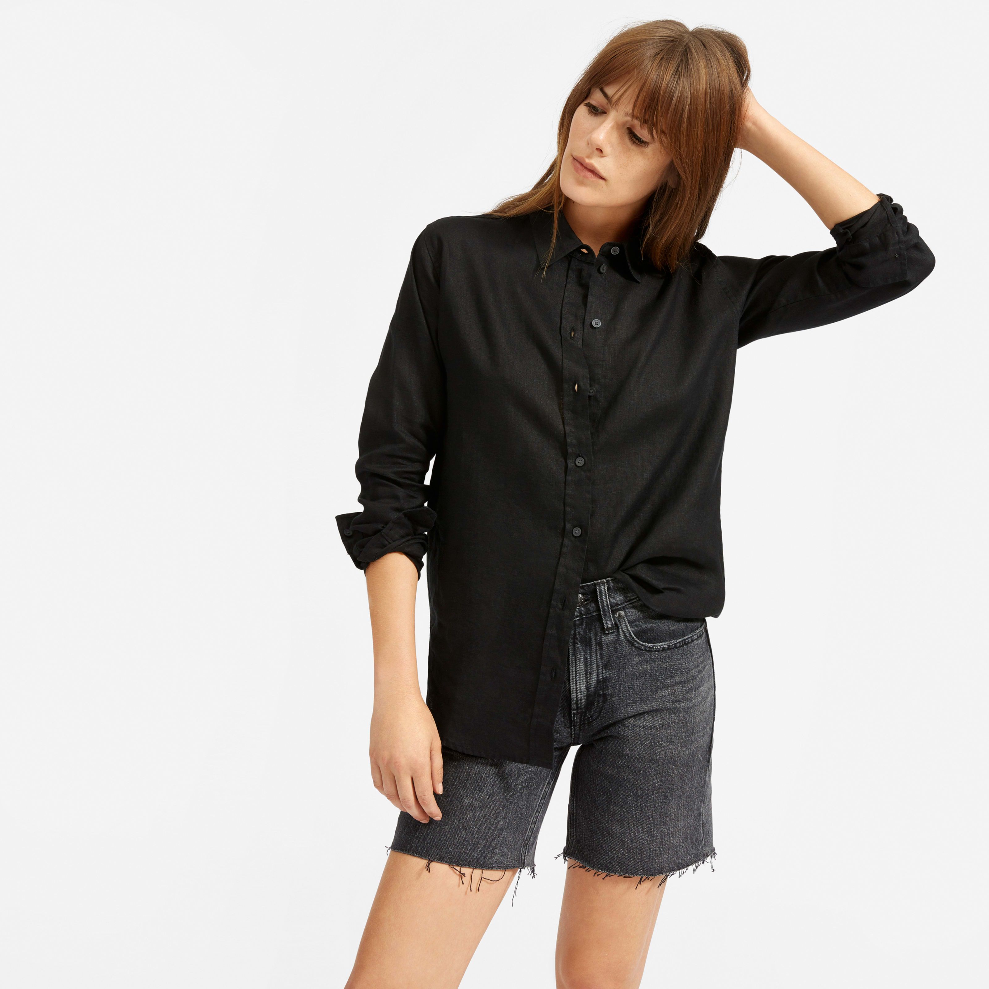 Women's Linen Relaxed Shirt by Everlane in Black, Size 14 | Everlane