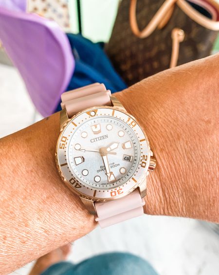 Loving this new watch. It’s pretty for summer. A mauve silicone strap, rose gold and silver dial. Water resistant for swimming!  It’s a different look for me and I really like it!  



#LTKGiftGuide #LTKSeasonal #LTKswim