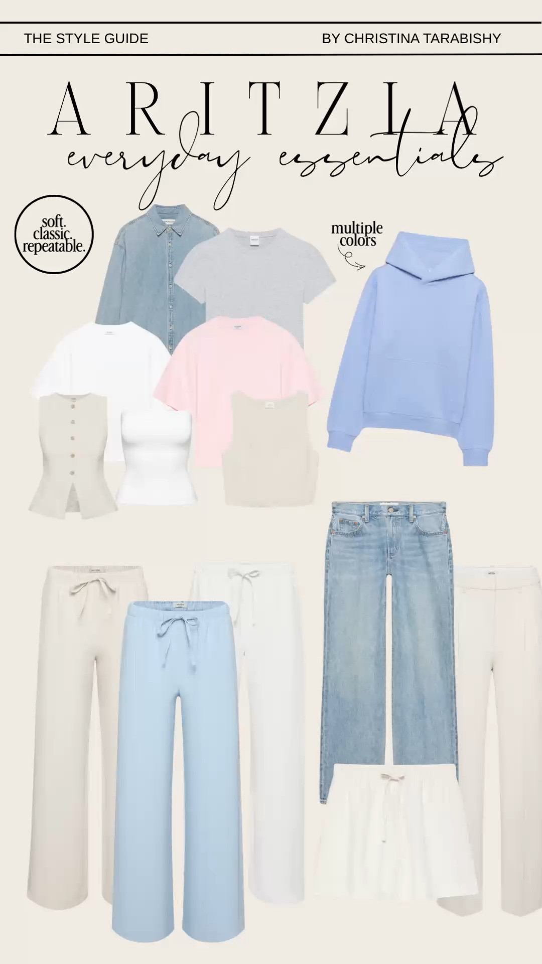 Aritzia everyday essentials that belong in every closet ✨ @Aritzia 

Aritzia, everyday essentials, lodge pants, lounge pants, wide leg pants, denim shirt, oversized shirt, hoodie, pullover hoodie, graphic tee, tube top, wide leg jeans, straight leg pants, soft classics, casual basics​​​​​​​​​​​​​​​​

#LTKOver40 #LTKootd #LTKSeasonal