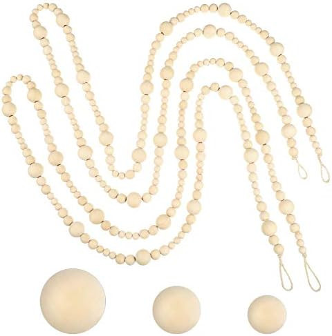 Amazon.com: 13.6 Feet Christmas Wooden Beaded Garland Christmas Tree Wood Bead Garland Bobo Chris... | Amazon (US)