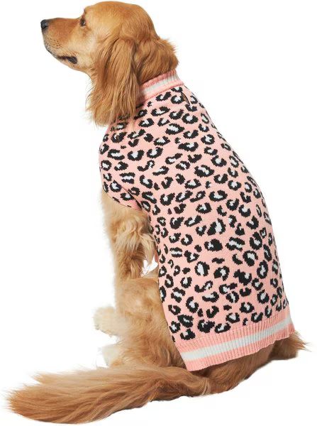 FRISCO Leopard Print Dog & Cat Sweater,  Pink, XXX-Large - Chewy.com | Chewy.com