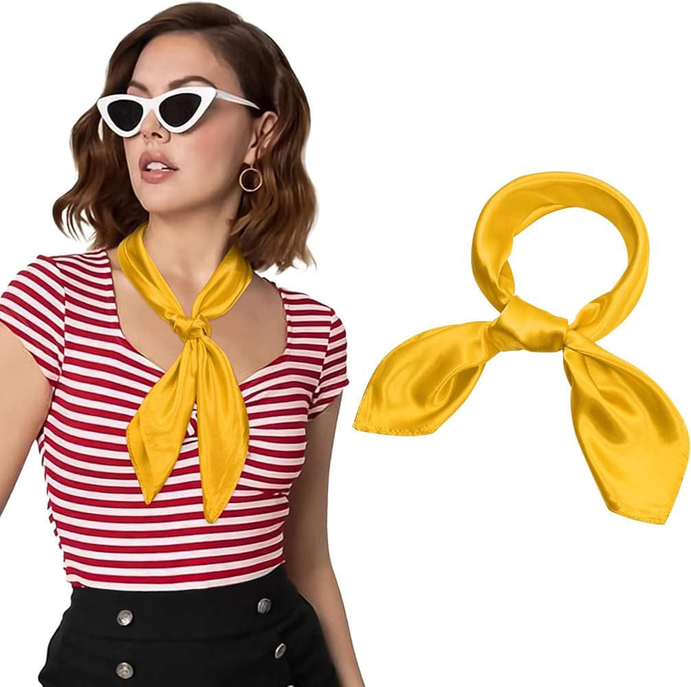 AWAYTR 23.6" Satin Neck Scarf Small Hair Scarf Women Silk Head Scarf Costume Bandana Girls Vintag... | Amazon (US)