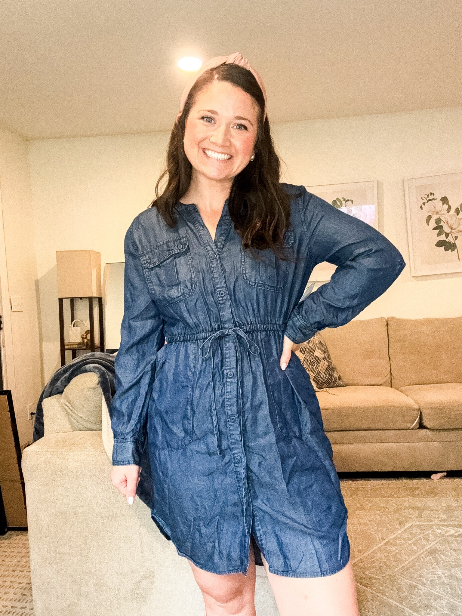 Denim dress. Chambray dress fall outfit 