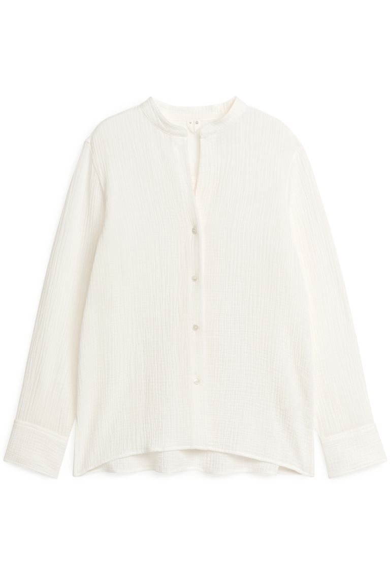 Crinkle Cotton Shirt - White - Ladies | H&M GB | H&M (UK, MY, IN, SG, PH, TW, HK)