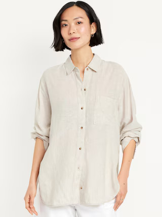Linen-Blend Loose Button-Down Shirt | Old Navy | Old Navy (US)