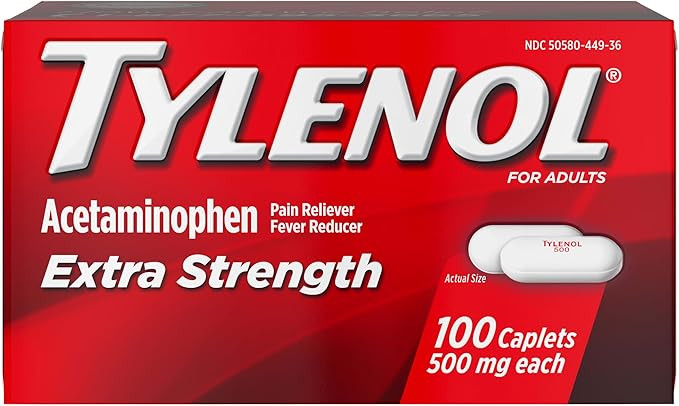 Tylenol Extra Strength Caplets, Fast, Strong Pain Relief Pills, Fever Reducer for Adults, Acetami... | Amazon (US)
