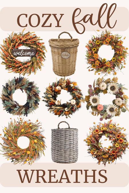 Ready to transform your porch front door with these Cozy Fall Wreaths! | Fall Wreath | Fall Porch Wreath | Fall Wreath Inspiration | Fall Wreath Decor | Fall Porch Decoration | Fall Porch Decorating | Fall Door Basket | Cozy Fall Porch | Fall Decor | 

#LTKHoliday #LTKSeasonal