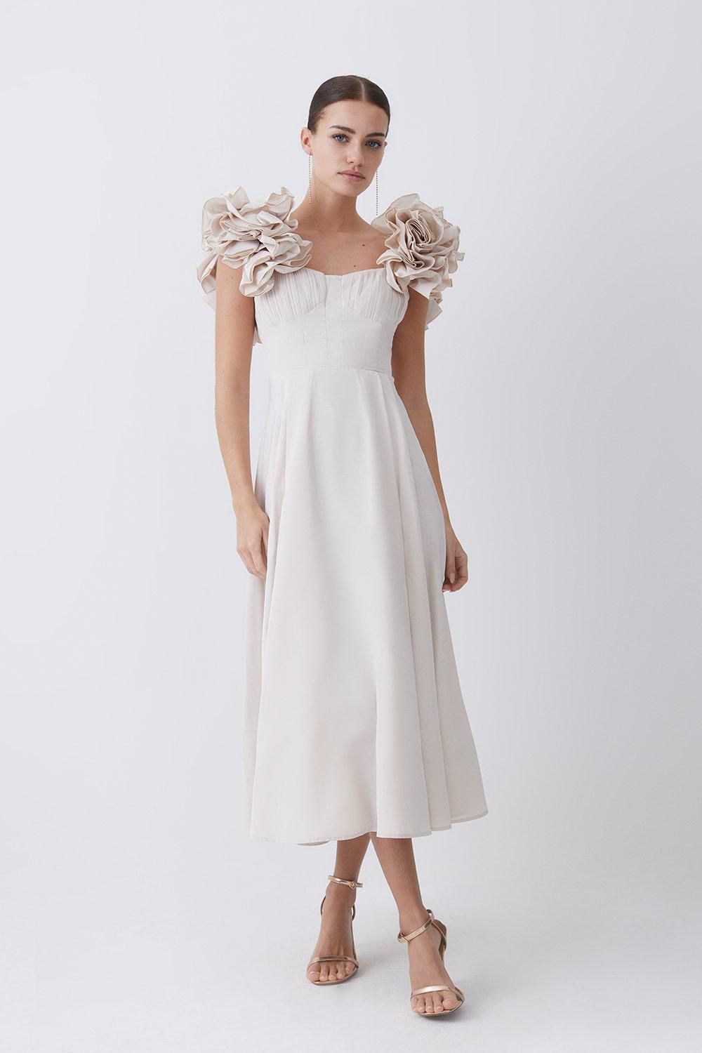 Lydia Millen Petite Taffeta Ruffle Woven Maxi Dress | Karen Millen US