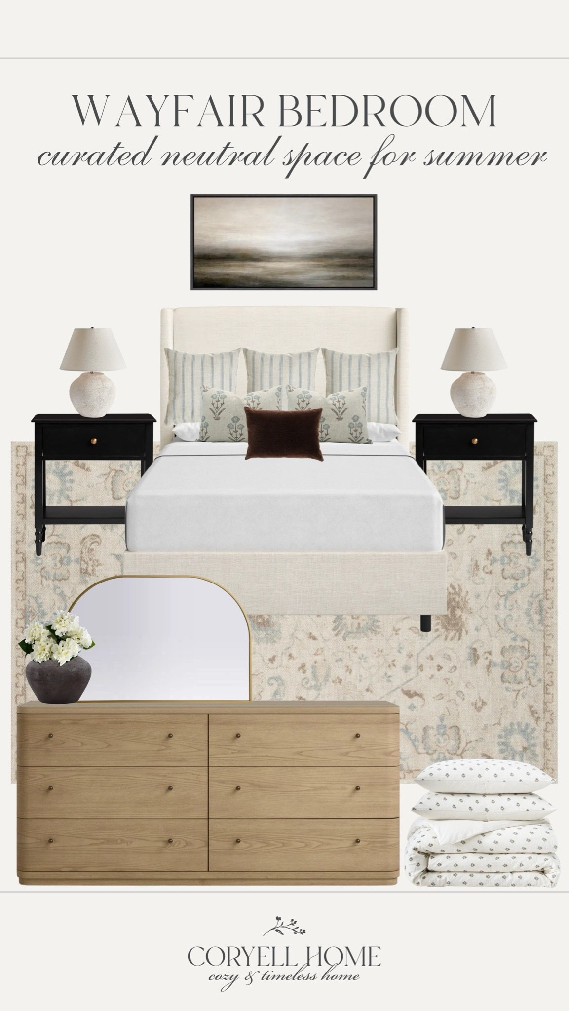 Coastal bedroom inspiration from @Wayfair 🤎🌊 I love these neutral, moody hues with a touch of blues for the summer season. Plus, this wooden dresser grounds the room in the prettiest way!

#LTKHome