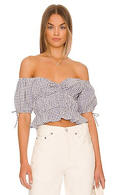 MAJORELLE Hearst Top in Blue Gingham from Revolve.com | Revolve Clothing (Global)