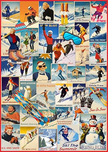 PICKFORU Vintage Ski Puzzles 1000 Piece, Winter Puzzles for Adults 1000 Pieces Sport, Retro Holid... | Amazon (US)