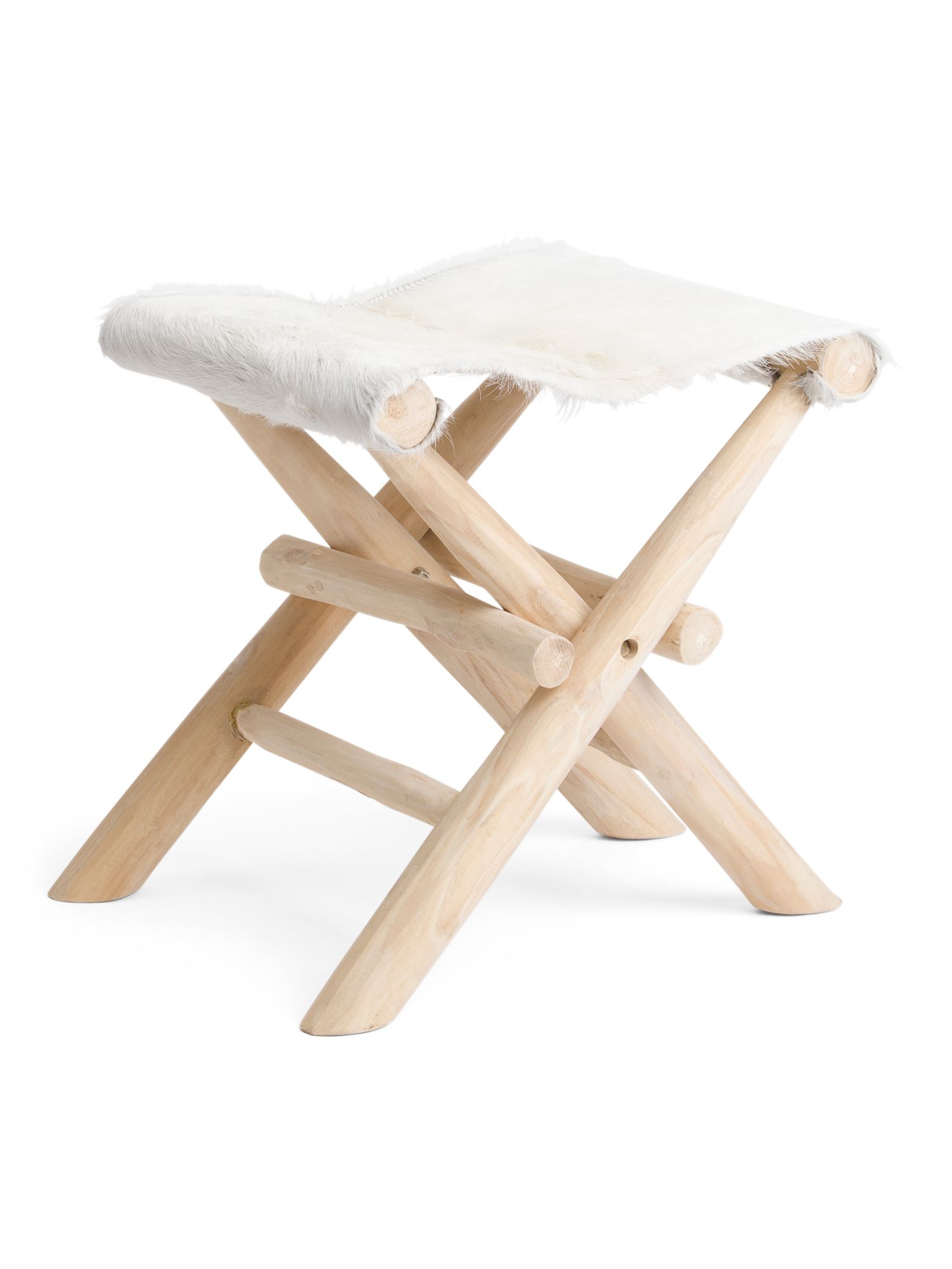 Made In Indonesia Haircalf Folding Stool | TJ Maxx