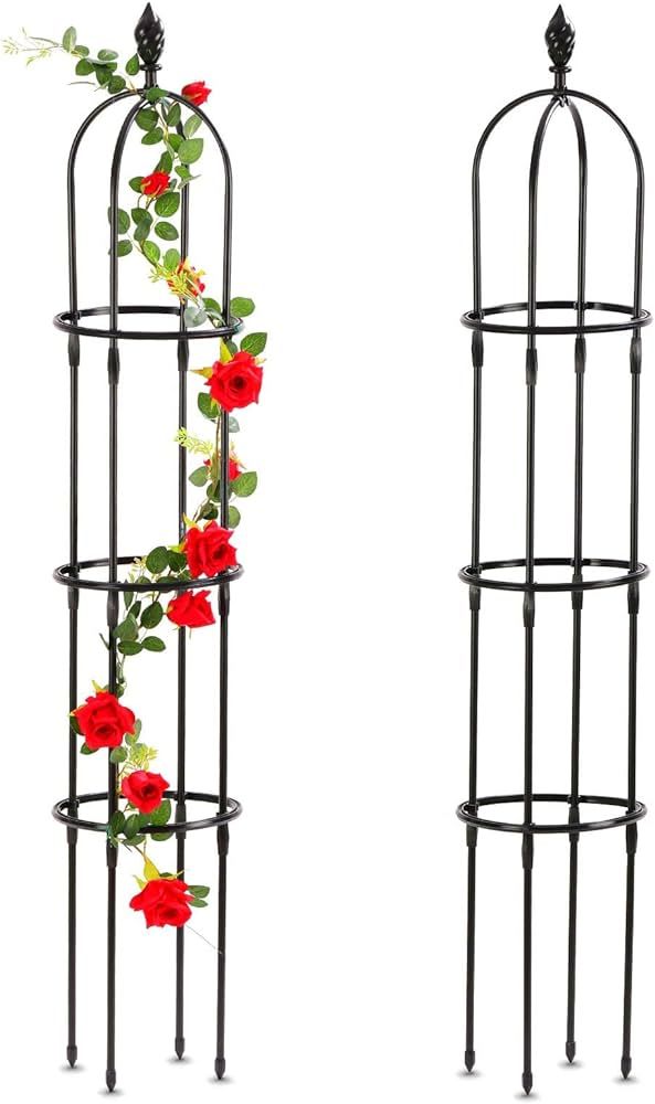 Garden Trellis for Climbing Plants Outdoor, 6Ft Tall Metal with PE Coated, Rustproof Plant Suppor... | Amazon (US)
