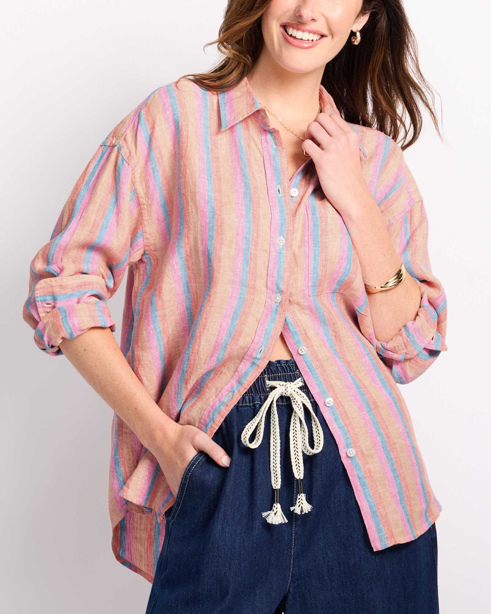 Laguna Linen Button Down Relaxed Shirt | Stitch Fix