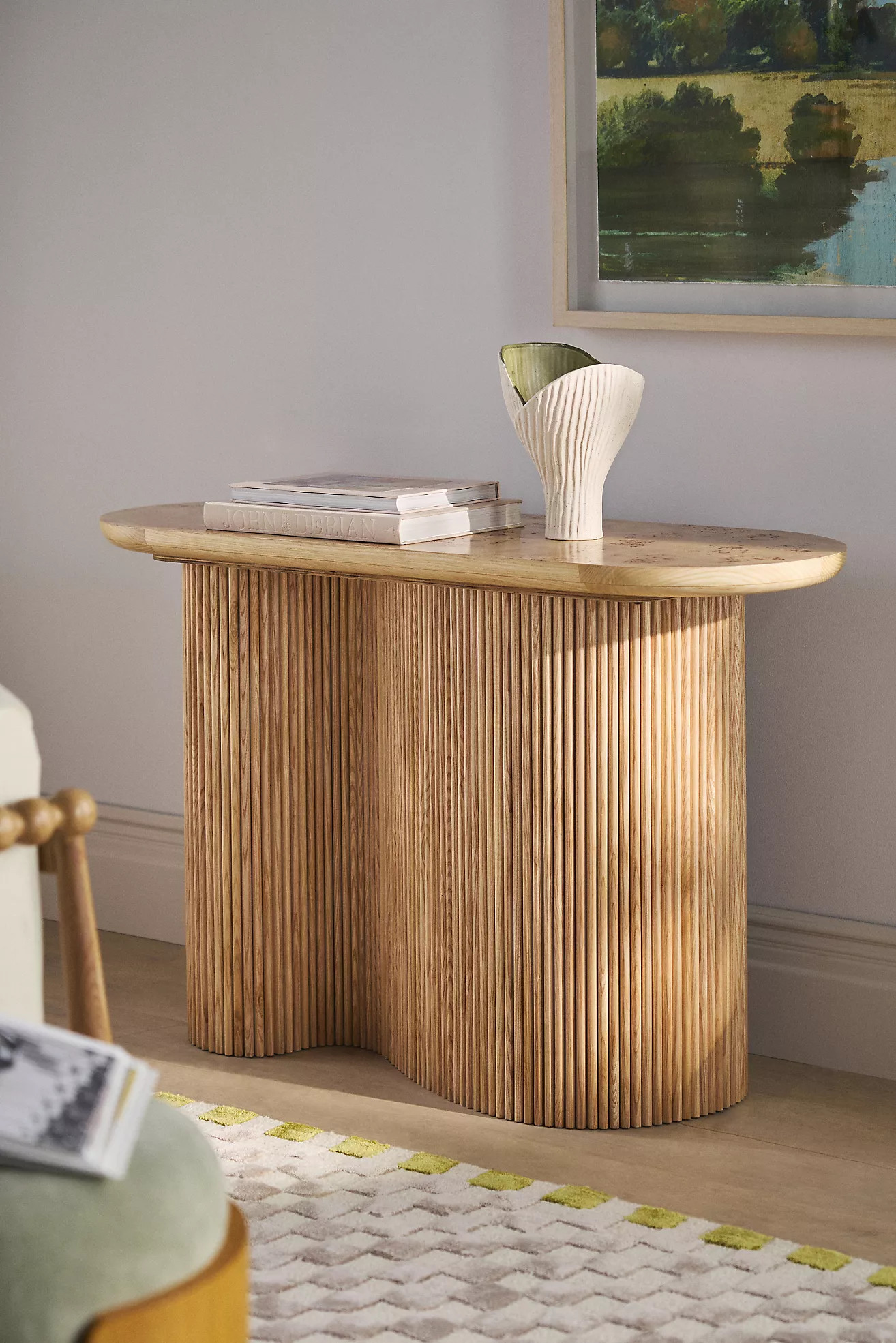 Scout Burl Wood Fluted Console Table | Anthropologie (US)