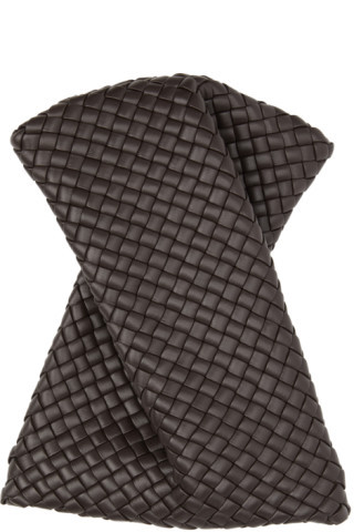 Brown Intrecciato Bow Tie Clutch | SSENSE