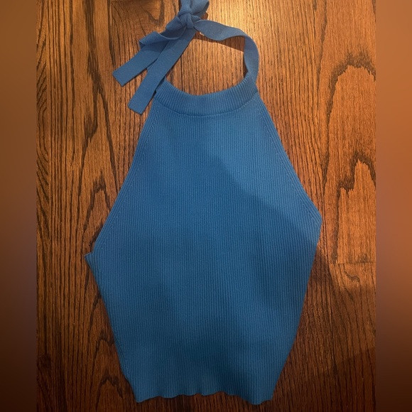 Blue Zara halter neck ribbed crop top. Size S | Poshmark