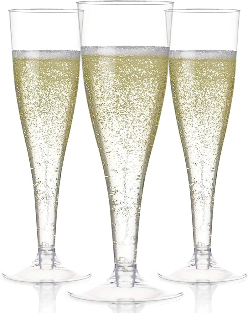 Amazon.com: Prestee 24 Pack Plastic Champagne Flutes Disposable Clear Plastic Champagne Glasses f... | Amazon (US)