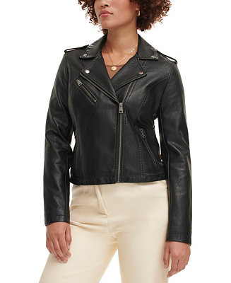 Women's Classic Faux Leather Asymmetrical Moto Jacket | Macy's
