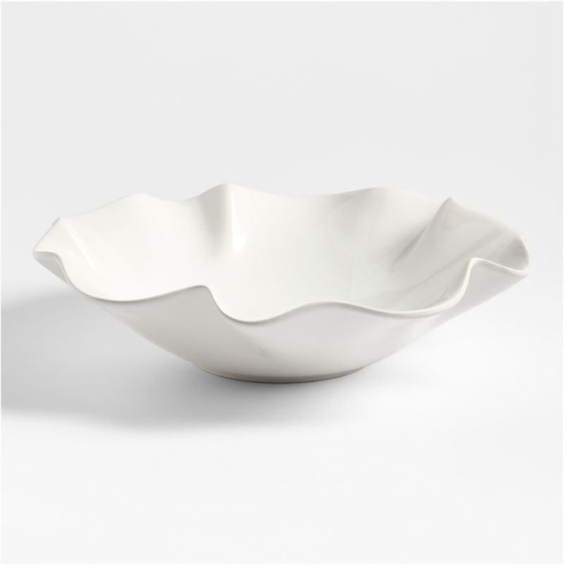 White Ruffle 15" Large Bowl + Reviews | Crate & Barrel | Crate & Barrel