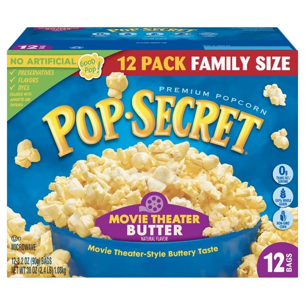 Pop Secret Microwave Popcorn, Movie Theater Butter, 3.2 Oz, 12 Ct | Walmart (US)