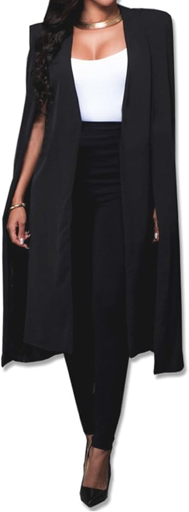 SOMTHRON Women's Long Open Slit Sleeve Trench Cloak Capes Jacket Open Front Long Slit Crepe Blaze... | Amazon (US)