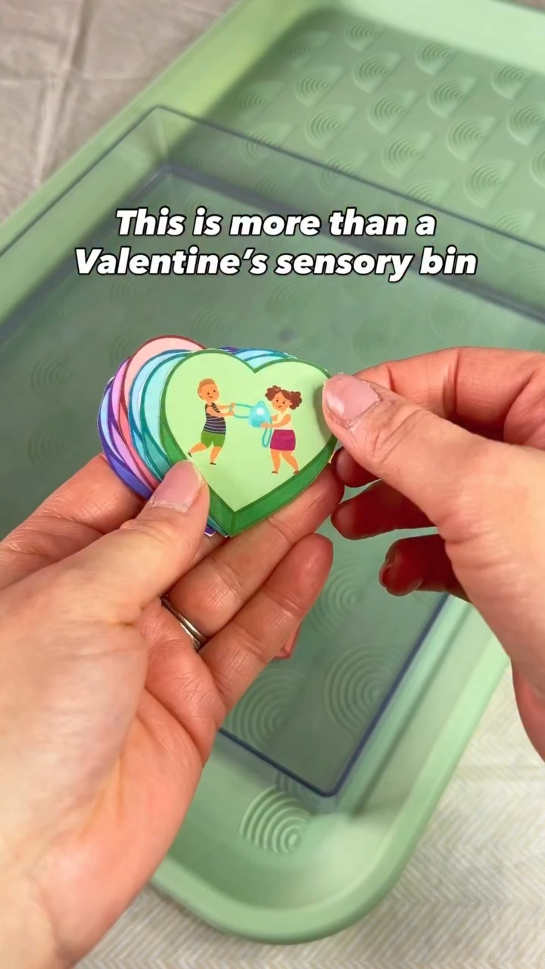 This is more than a Valentine’s sensory bin 💗

Friendship can be hard for little kids and they don’t always know what to do when something doesn’t feel kind or fair. I love this activity because it gives them language, visuals, and a safe way to sort through real situations.

As my daughter was placing the hearts, we talked about:
✨ what being a friend looks like
✨ how certain actions make us feel
✨ what we can do instead when something isn’t kind/friendly

It’s simple, hands-on, and opens the door to conversations that really matter…especially right now.

The heart cards + sorting mat are included in my Valentine’s Day Printable Pack, so you can set this up in minutes 💕

#LTKSeasonal #LTKKids #LTKValentine