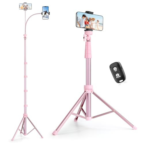 SENSYNE 88" Phone Tripod & Selfie Stick, Extendable Cell Phone Tripod Stand with Wireless Remote and Phone Holder, Pink | Amazon (US)