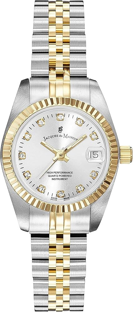 JACQUES DU MANOIR NRO.08 Ladies Inspiration Two-Tone Watch, Silver + Gold, bracelet | Amazon (US)