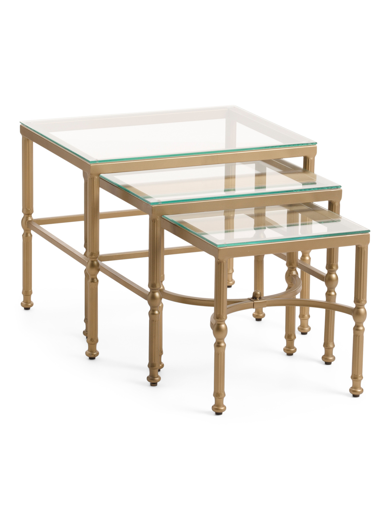 3pc Bonnifait Iron Glass Nesting Table Set | Furniture & Lighting | Marshalls | Marshalls